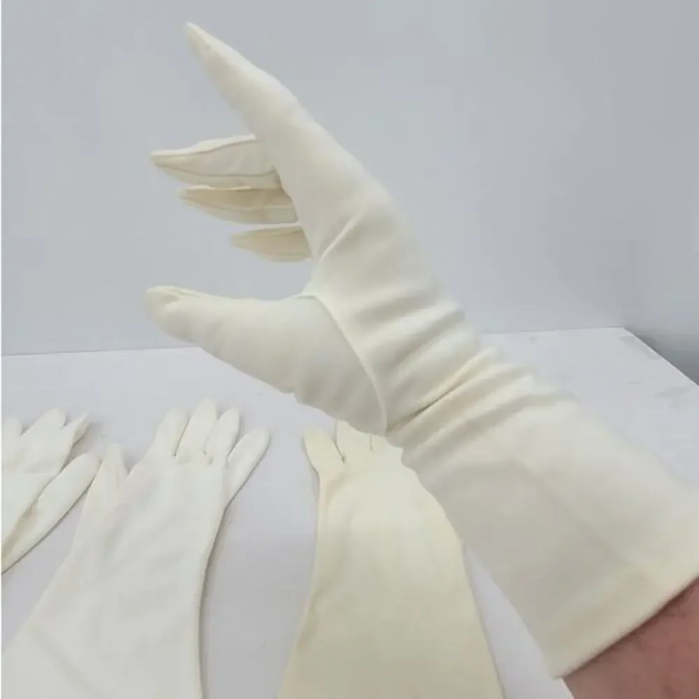 Lot 2 Pairs Vintage White Nylon Ladies Coat Length Dress Gloves 1 J.C. Penney‎